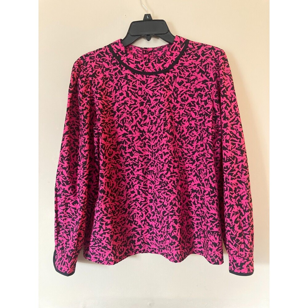 Women's Pink Black Long Sleeve Top - Size M/L - Unbranded - Great Condition